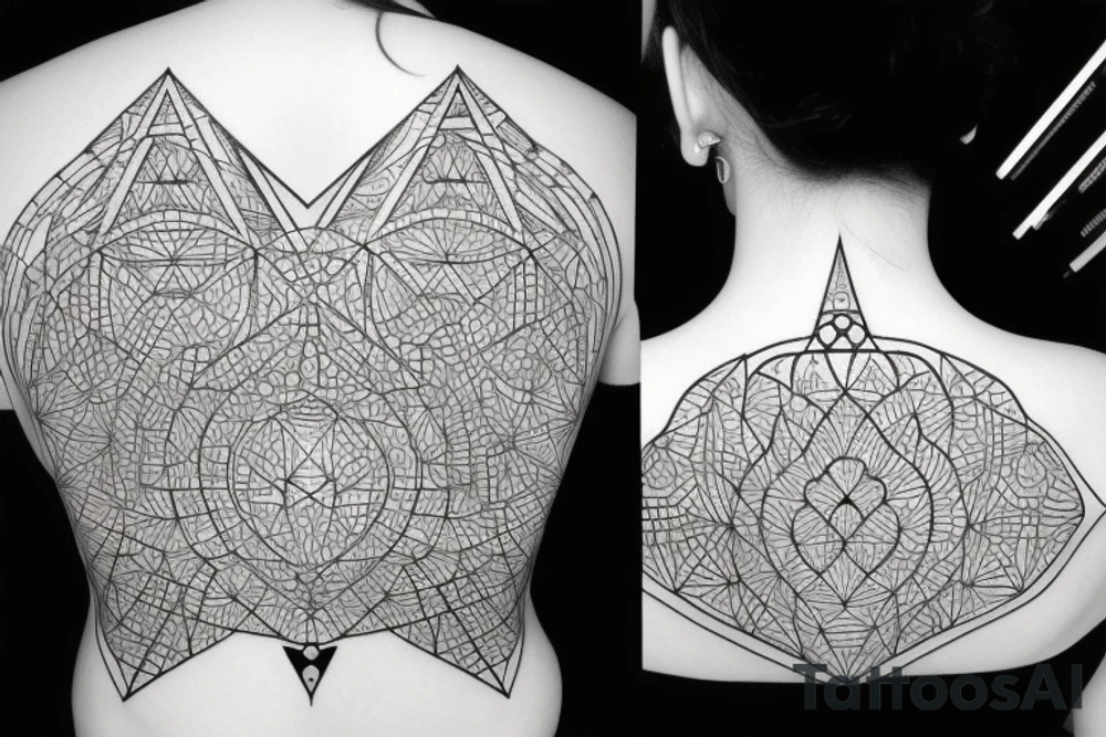 geometric big elements for back tattoo idea