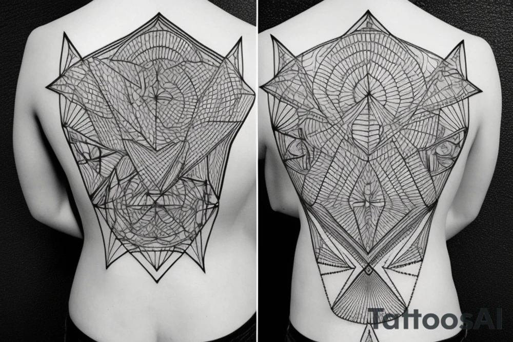 geometric big elements for back tattoo idea