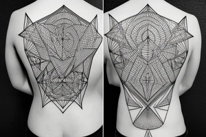 geometric big elements for back tattoo idea