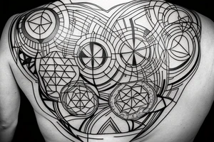 geometric big elements for back wich are completely black tattoo idea