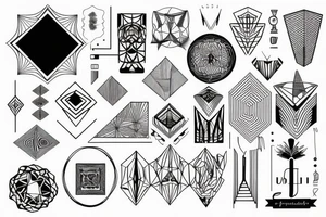 geometric big elements for back wich are completely black tattoo idea