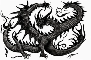a big dragon sorrounded by flames tattoo idea