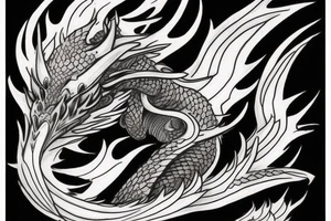 a big dragon sorrounded by flames tattoo idea