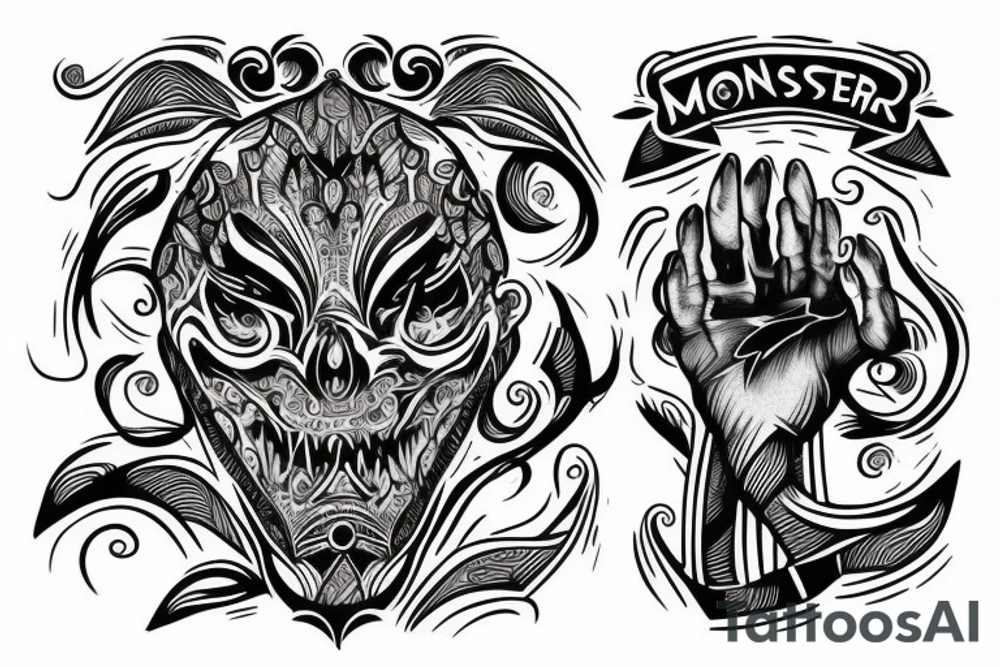 Monster's hand on my shoulder tattoo idea