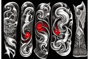 Black with red elements, Nordic mythology tattoo idea
