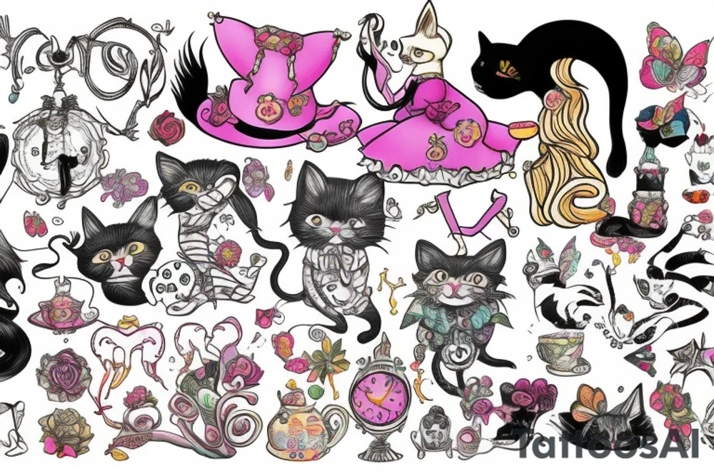 Alice in Wonder land, chesirie cat tattoo idea