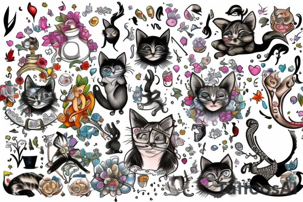 Alice in Wonder land, chesirie cat tattoo idea