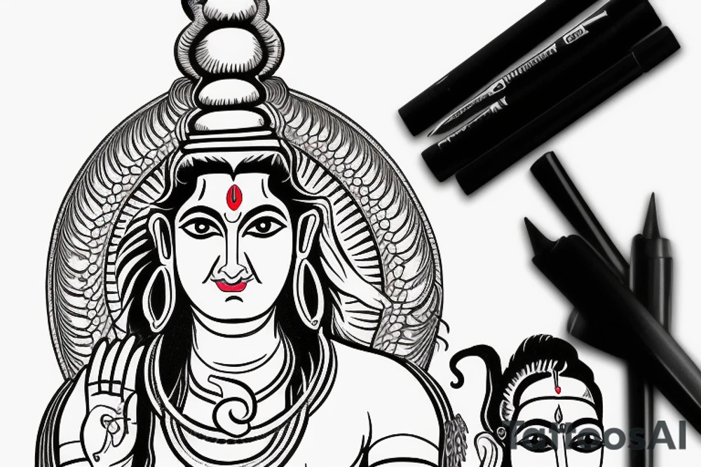 Lord Shiva face with Maa and Paa Written on it tattoo idea