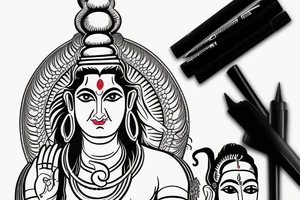 Lord Shiva face with Maa and Paa Written on it tattoo idea