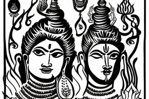 Lord Shiva face with Maa and Paa Written on it tattoo idea
