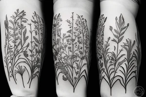 grass and light flowers tattoo idea