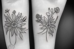 grass and light flowers tattoo idea
