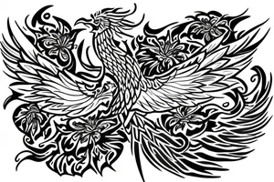 A phoenix wrapping around a lotus flower tattoo idea