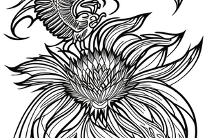 A phoenix wrapping around a lotus flower. Rising from the ashes tattoo idea