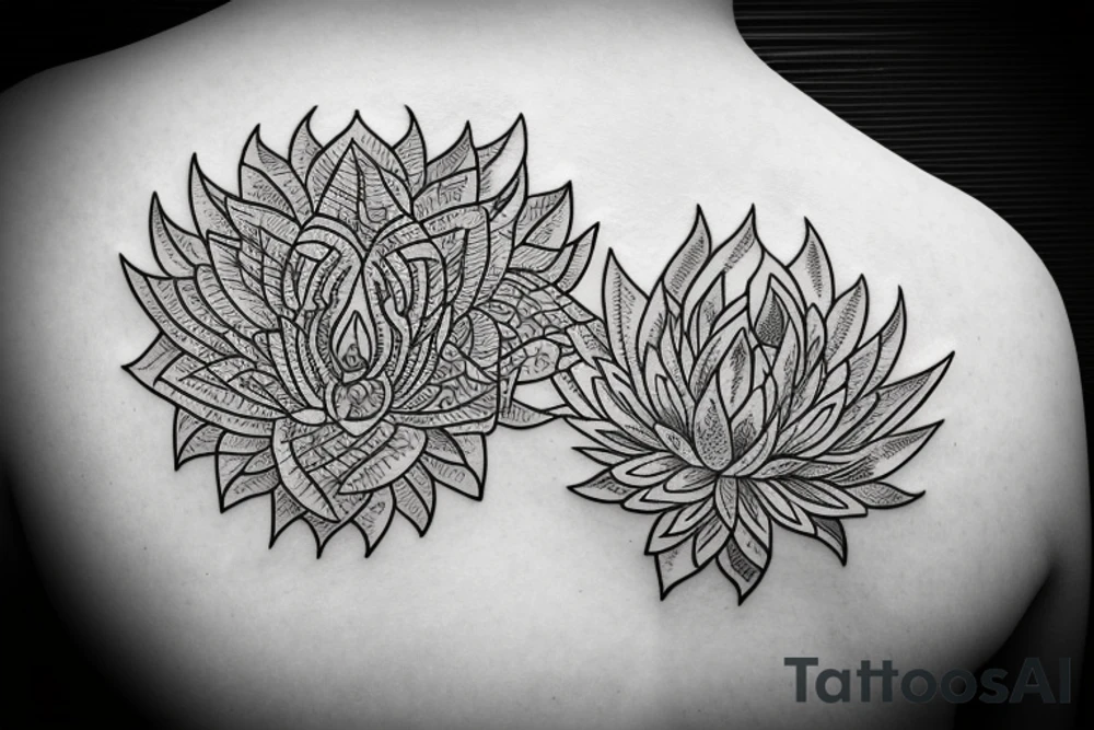 A phoenix wrapping around a lotus flower. Rising from the ashes tattoo idea