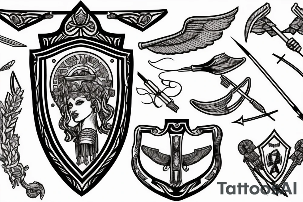 Athena with the shield and arrow tattoo idea