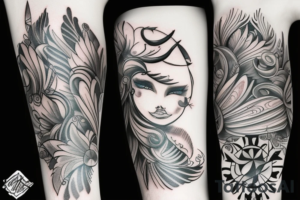tatouage avec des plumes et une moto tattoo idea