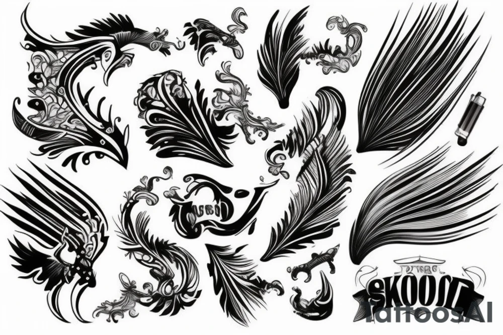 tatouage avec des plumes et une moto tattoo idea