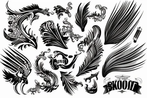 tatouage avec des plumes et une moto tattoo idea