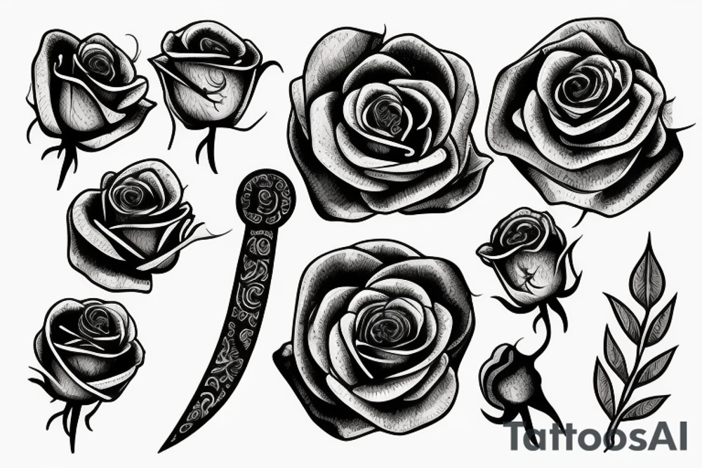 Dagger with Roses growing out of it tattoo idea