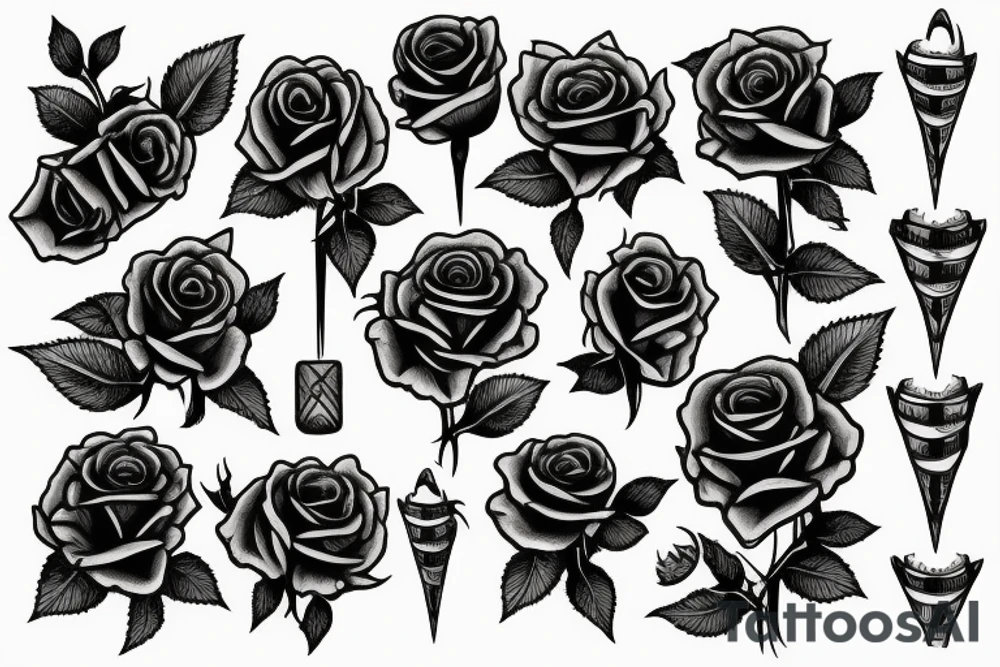 Dagger with Roses growing out of it tattoo idea