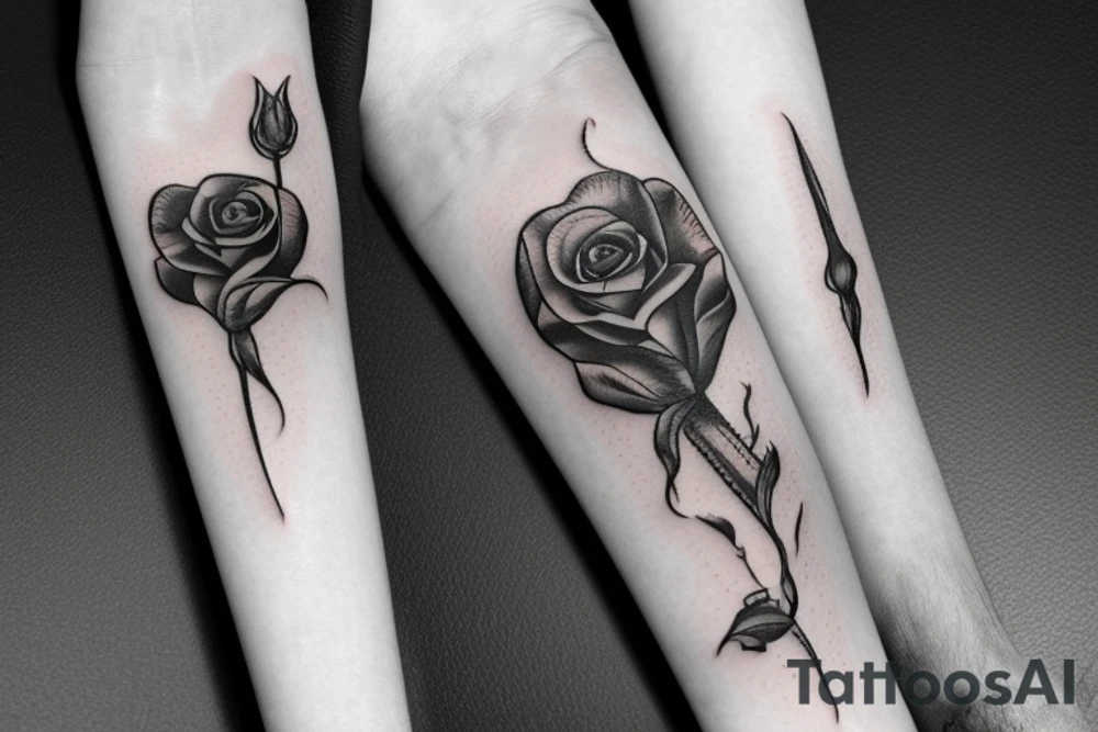 Dagger with a Rose growing out of it tattoo idea