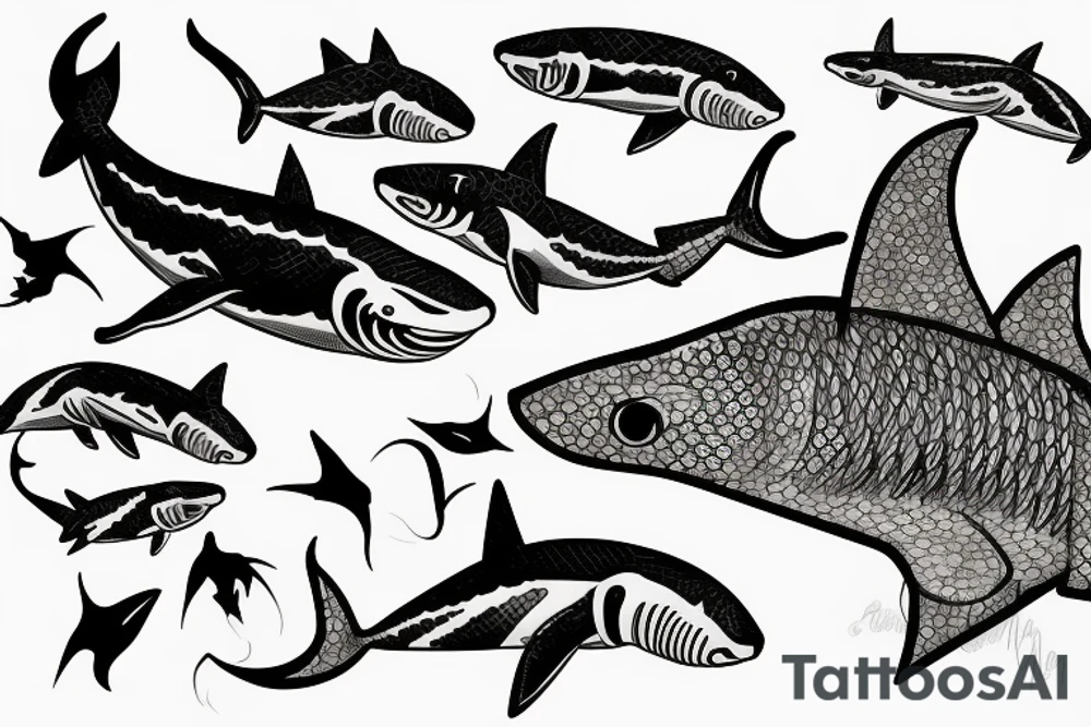 A Koi and a shark fighting tattoo idea