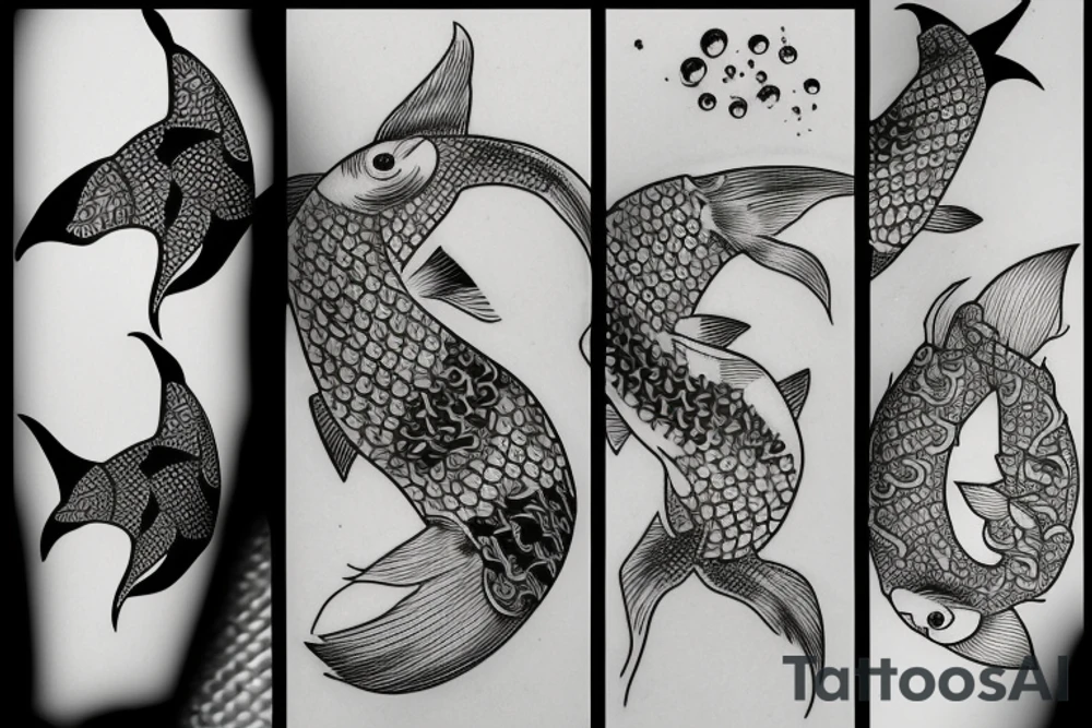 A Koi and a shark fighting tattoo idea