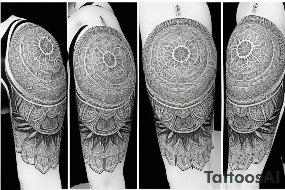 Tree of life half sleeve arm with mandala pattern around it tattoo idea