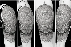 Tree of life half sleeve arm with mandala pattern around it tattoo idea