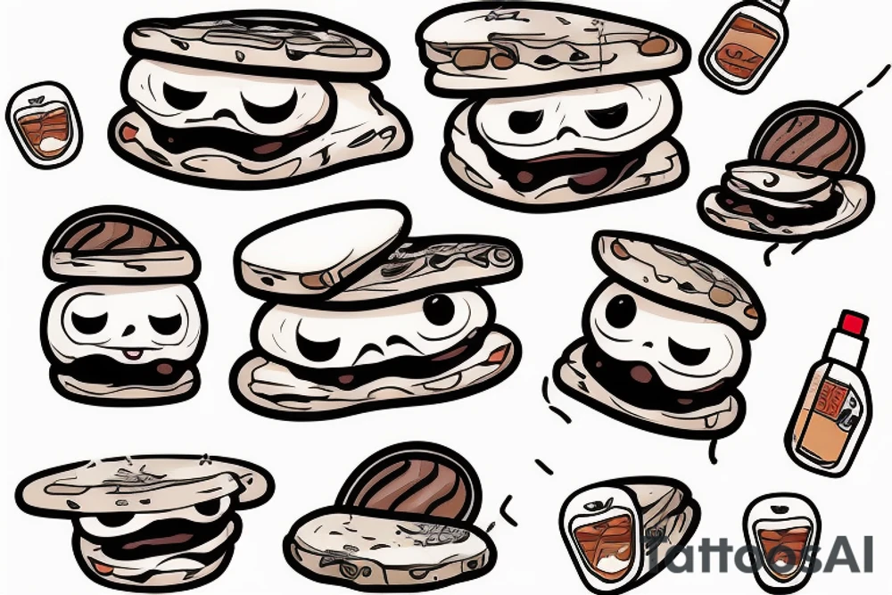 Nutella sandwich with a happy face tattoo idea
