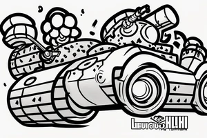 Luigi driving a tank throwing a koopa shell tattoo idea
