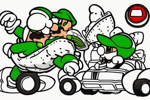 Luigi driving a tank throwing a koopa shell tattoo idea