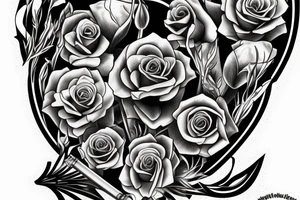 A rifle where flowers grow in the front hole tattoo idea