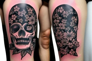 A rifle where flowers grow in the front hole tattoo idea