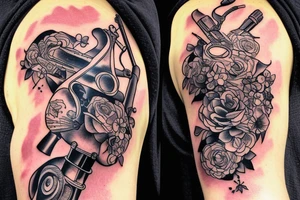 Rifle with flowers coming out of it tattoo idea