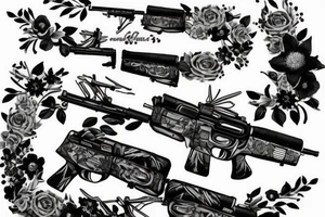 Rifle with flowers coming out of it tattoo idea
