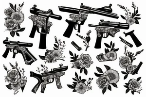 Rifle with flowers coming out of it tattoo idea