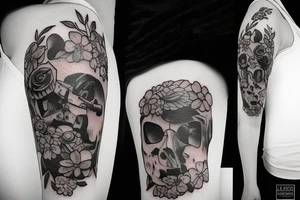 Rifle with flowers coming out of it tattoo idea