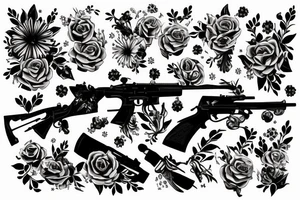 Rifle with flowers coming out of it tattoo idea