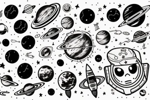 The solar system in the shape of an astronaut tattoo idea