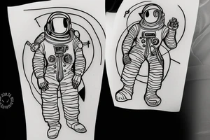 Skeleton in an astronaut suit tattoo idea