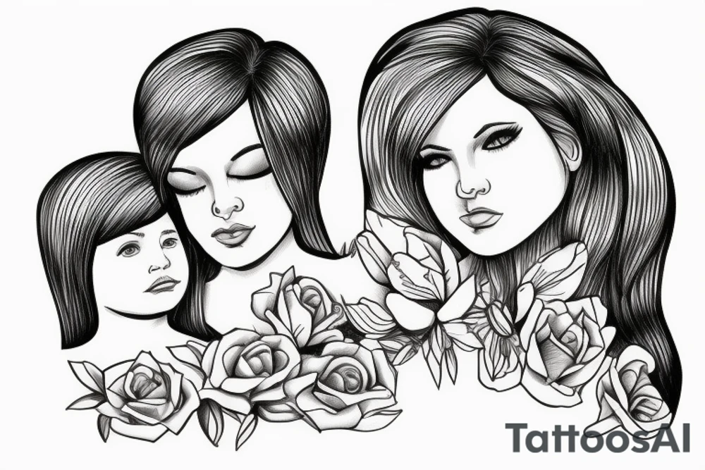 a mother and daughter going to heaven tattoo idea