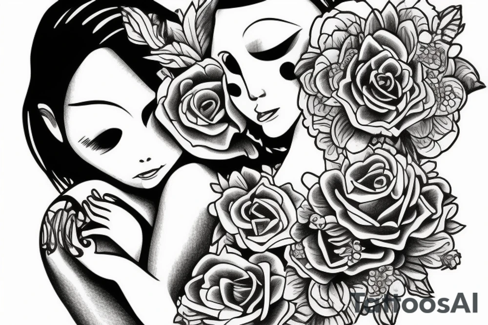 a mother and daughter going to heaven tattoo idea
