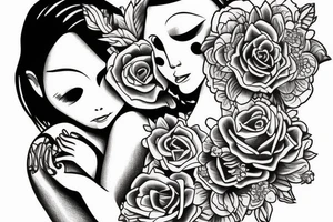 a mother and daughter going to heaven tattoo idea