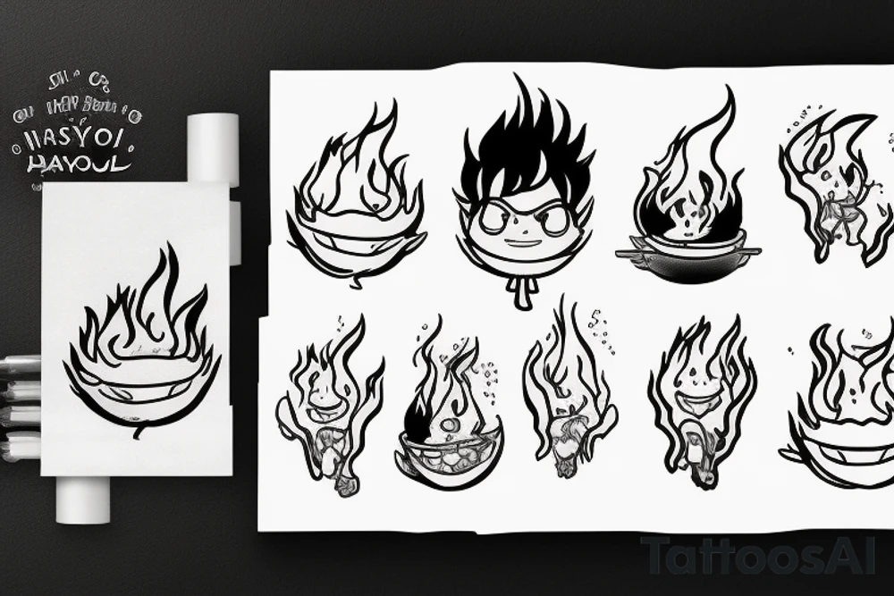calcifer frying potatoes tattoo idea