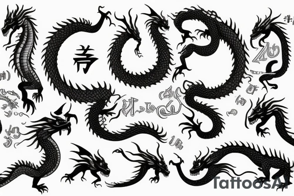 Number "21" in the form of a dragon tattoo idea