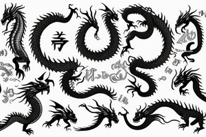 Number "21" in the form of a dragon tattoo idea