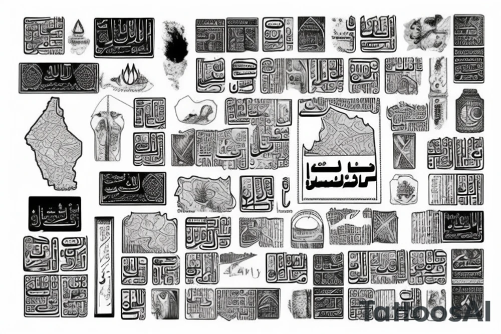 Palestine map with faded borders with arabic word written in it tattoo idea