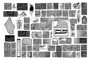 Palestine map with faded borders with arabic word written in it tattoo idea